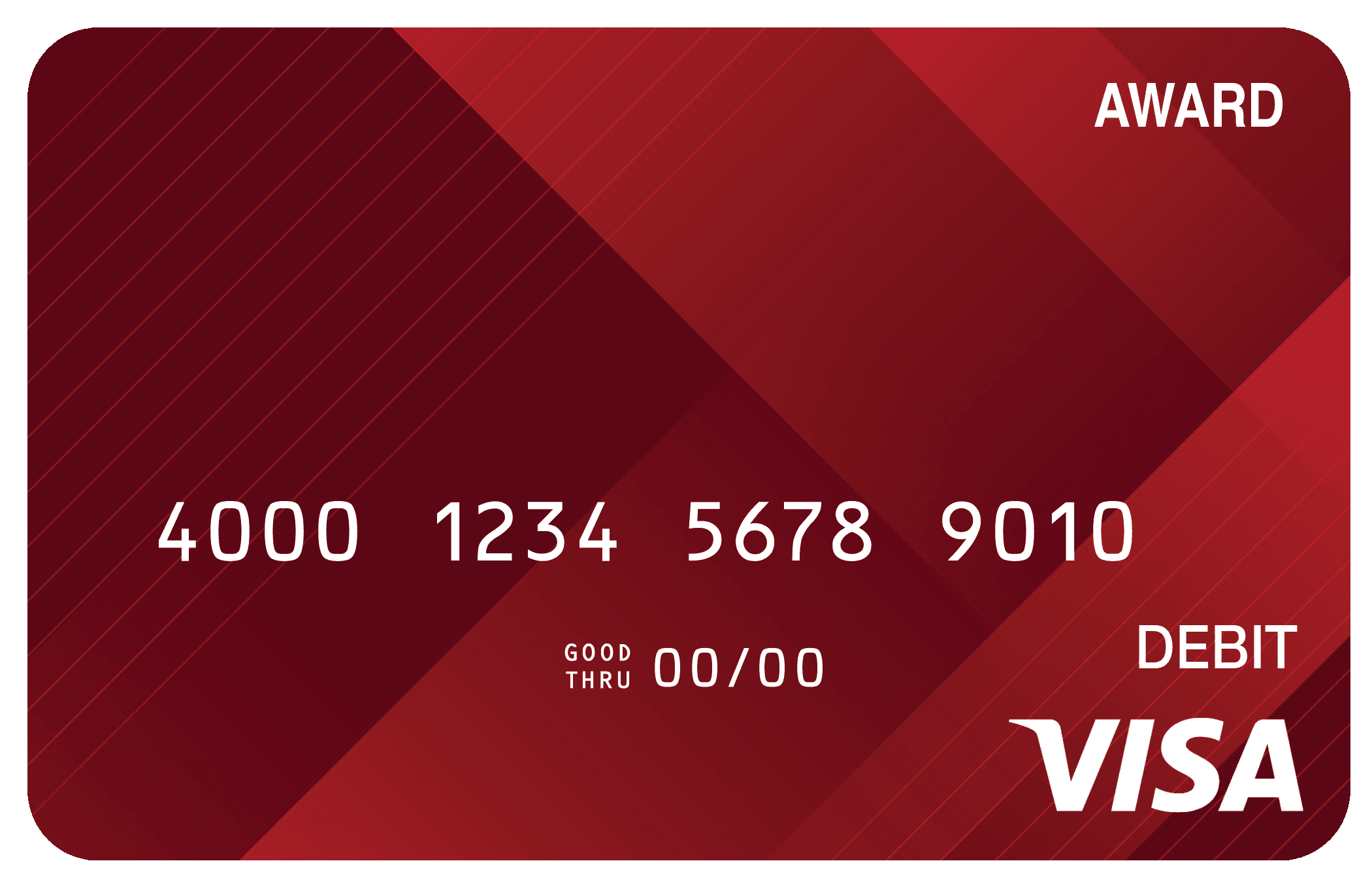 Award debit card with a sleek red executive-style design and minimal professional detailing.