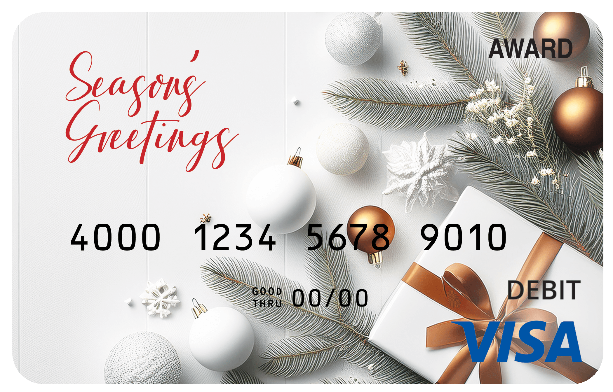 Award debit card honoring healthcare workers with a healthcare-themed recognition design.