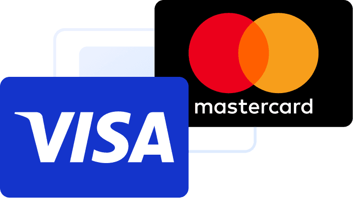 Visa and Mastercard brand logos side by side on a white background.