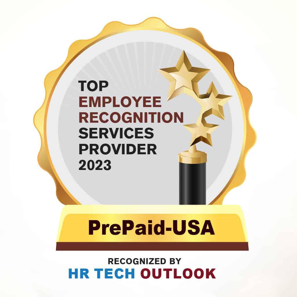 PrePaid-USA award recognizing the company as a Top Employee Recognition Services Provider for 2023 by HR Tech Outlook.