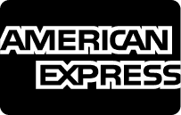 American Express wordmark in white on a black rounded rectangle.