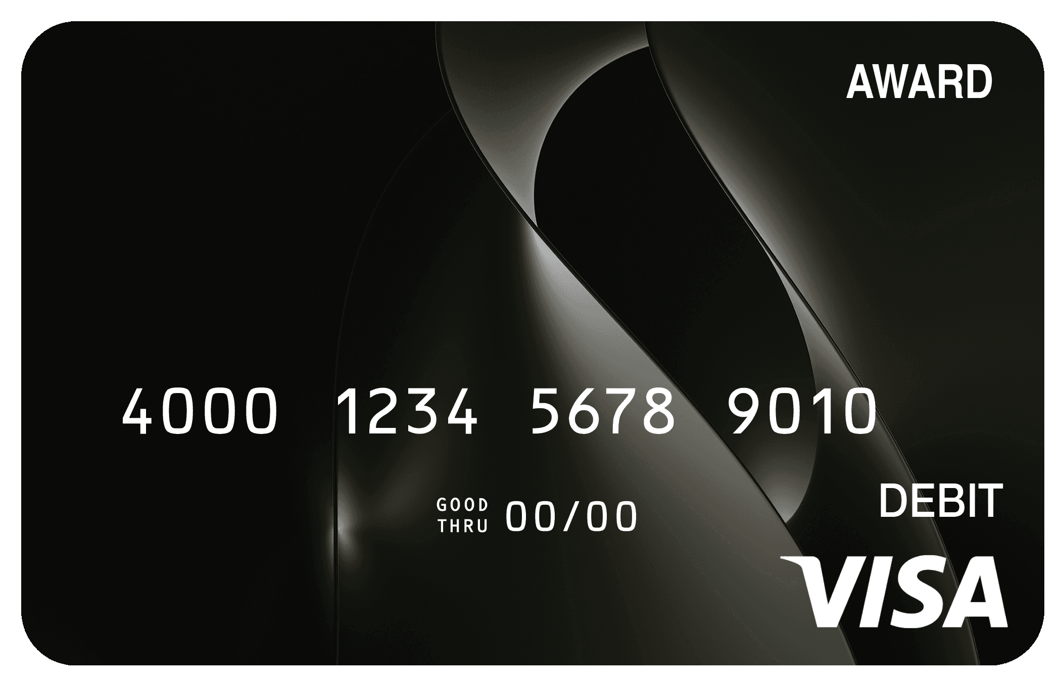 Award debit card with a dark midnight-toned elegant design and refined accents.