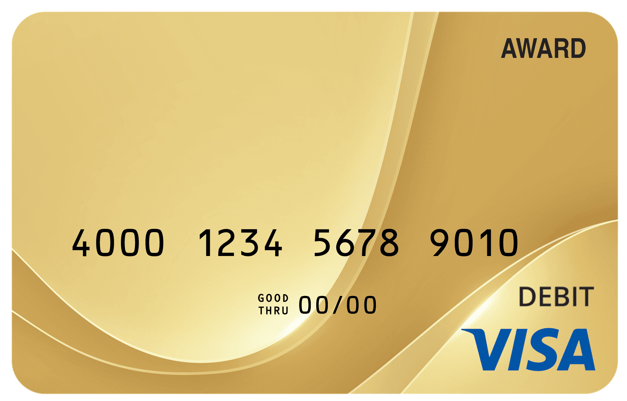 Award debit card with a polished gold design representing excellence and recognition.